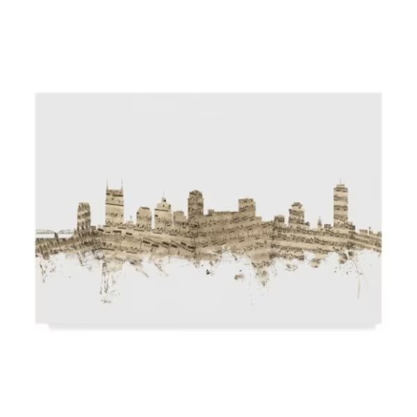 Michael Tompsett 'Nashville Tennessee Skyline Sheet Music Ii' Canvas Art, 30x47, Trademark Fine Art, Mfr#: MT02124-C3047GG